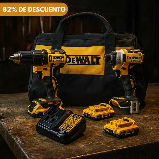 KIT DEWALT ORIGINAL: TALADRO INALÁMBRICO con PISTOLA DE IMPACTO + 26 ACCESORIOS + 2 BATERIAS - PROMOCION BLACK FRIDAY